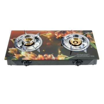 3D Painting glass top two burners gas stove